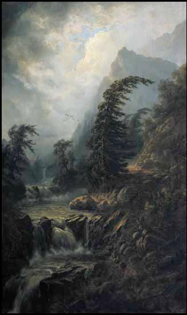 Alexander Francois Loemans (1816-1898) - Mountain and Waterfalls