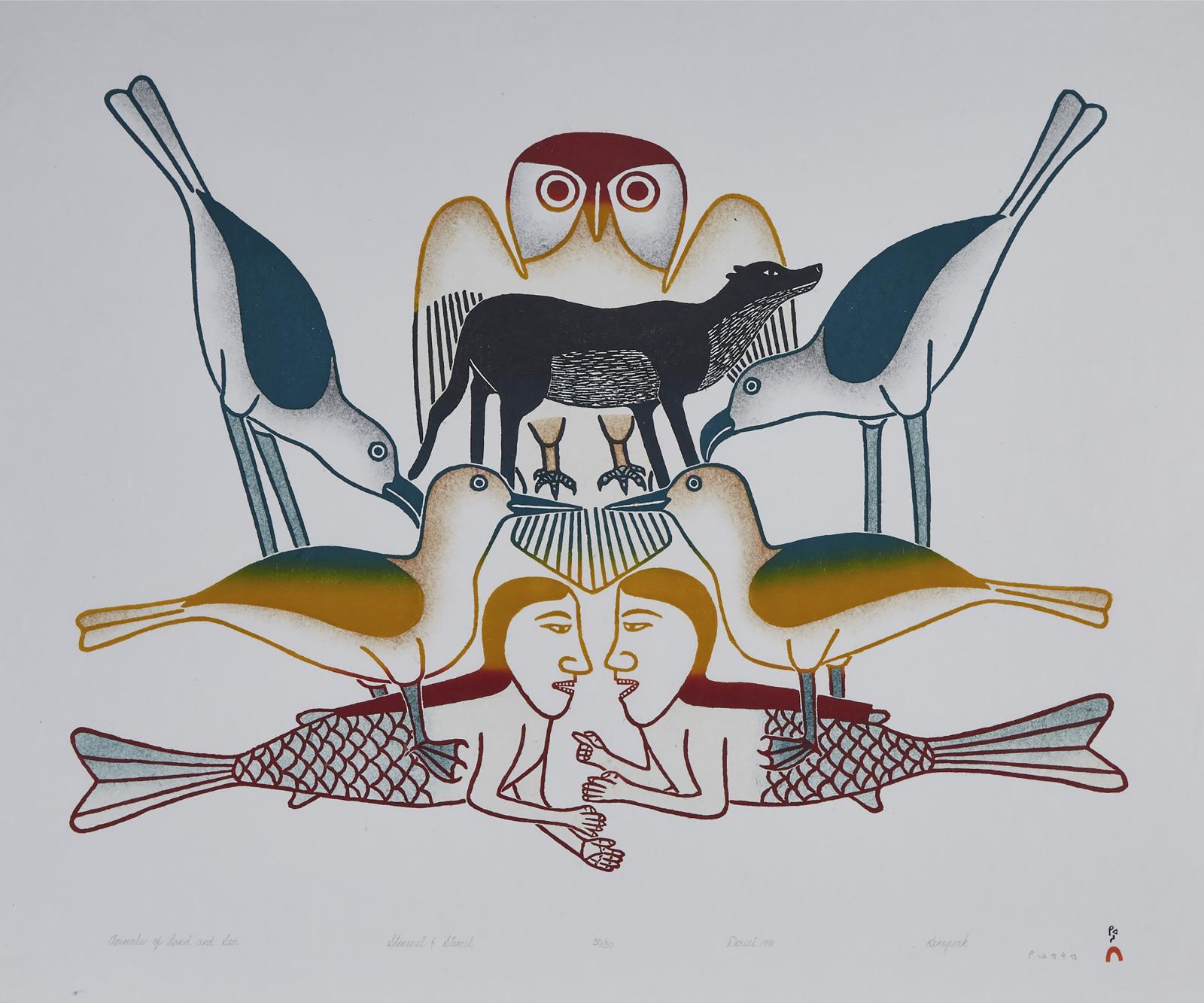 Kenojuak Ashevak (1927-2013) - Animals Of Land And Sea