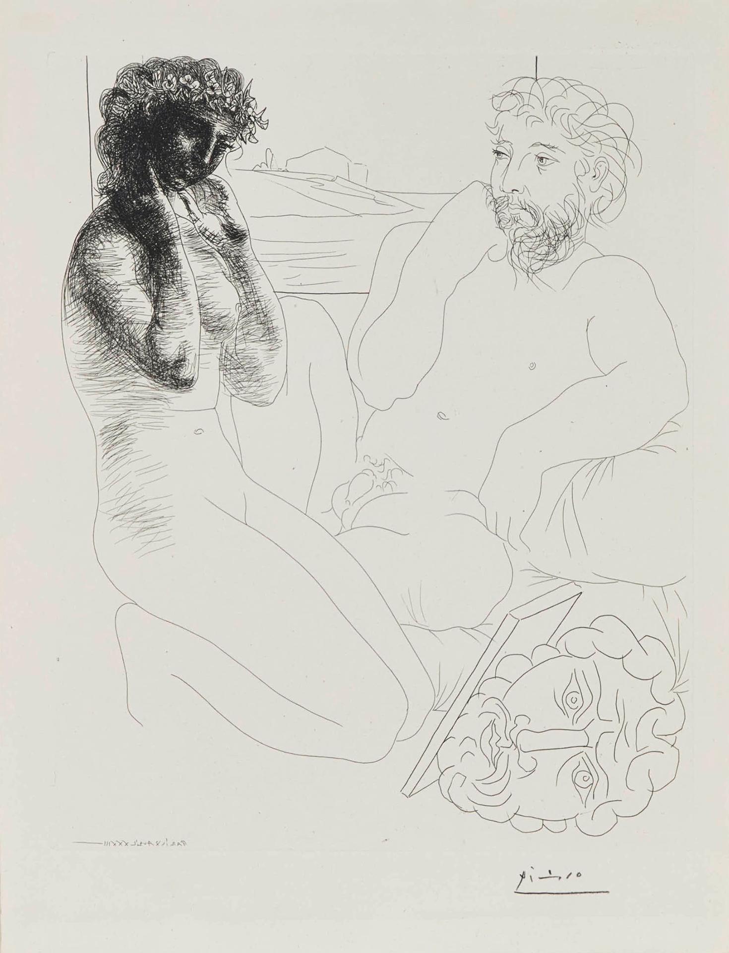Pablo Ruiz Picasso (1881-1973) - Sculpteur Et Modele Agenouille, From La Suite Vollard, 1931-1939 [b. 178; Ba. 331]
