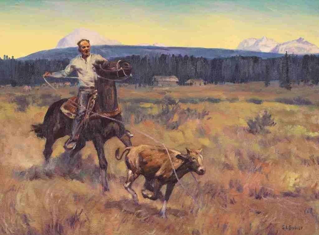 Sheryl Lamar Bodily (1936) - Roping A Calf