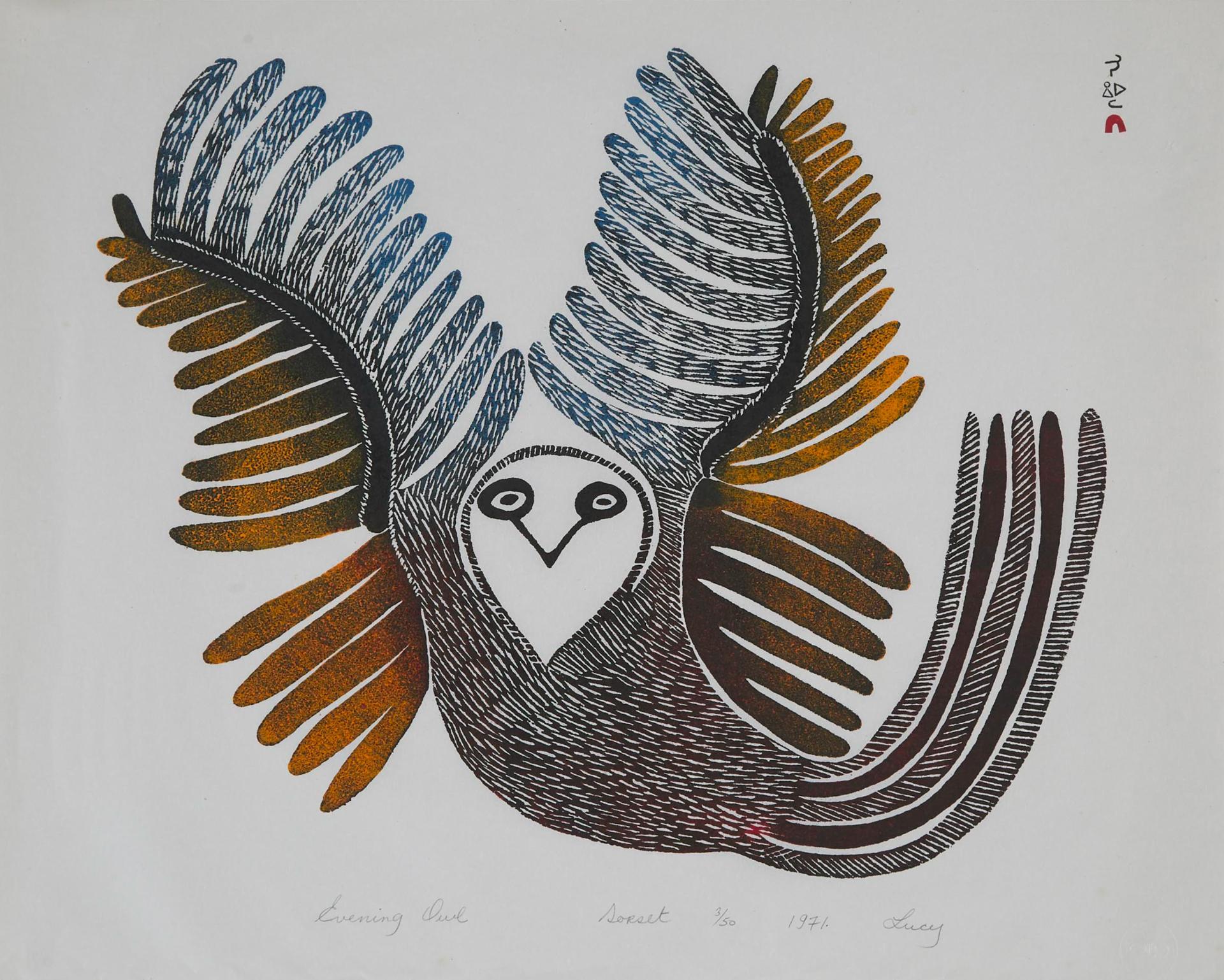 Lucy Qinnuayuak (1915-1982) - Evening Owl