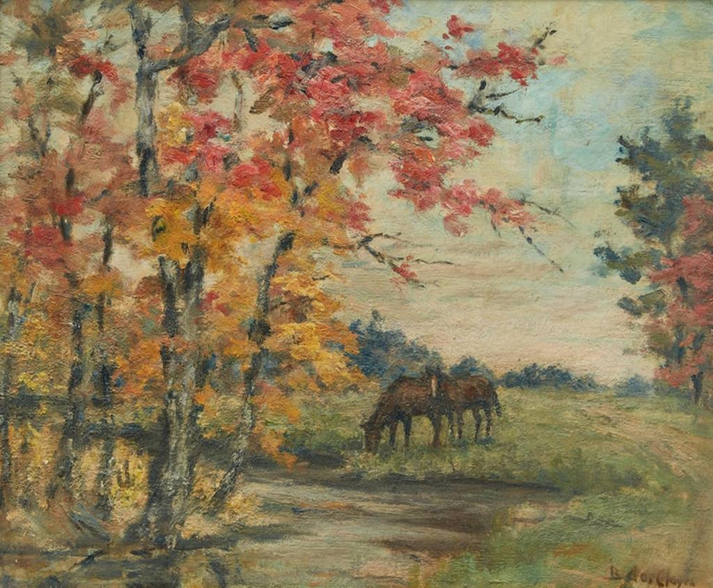 Berthe Des Clayes (1877-1968) - Horses by the Stream, Autumn