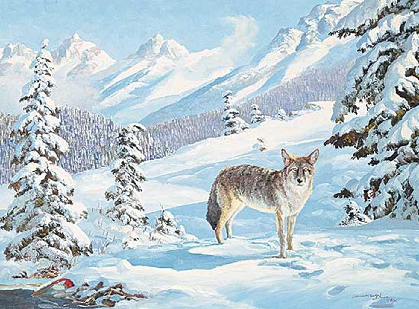 Duncan Mackinnon Crockford (1922-1991) - Winter in Canmore, March 1956 [The Timber Wolf]