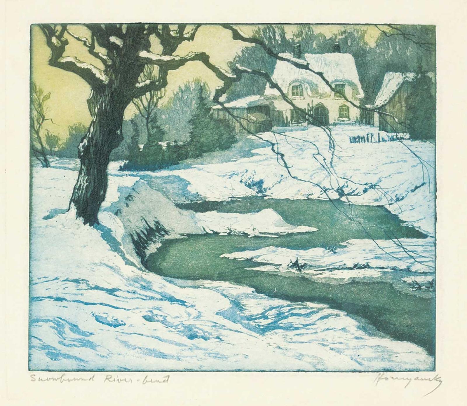 Nicholas Hornyansky (1896-1965) - Snowbound River-bend