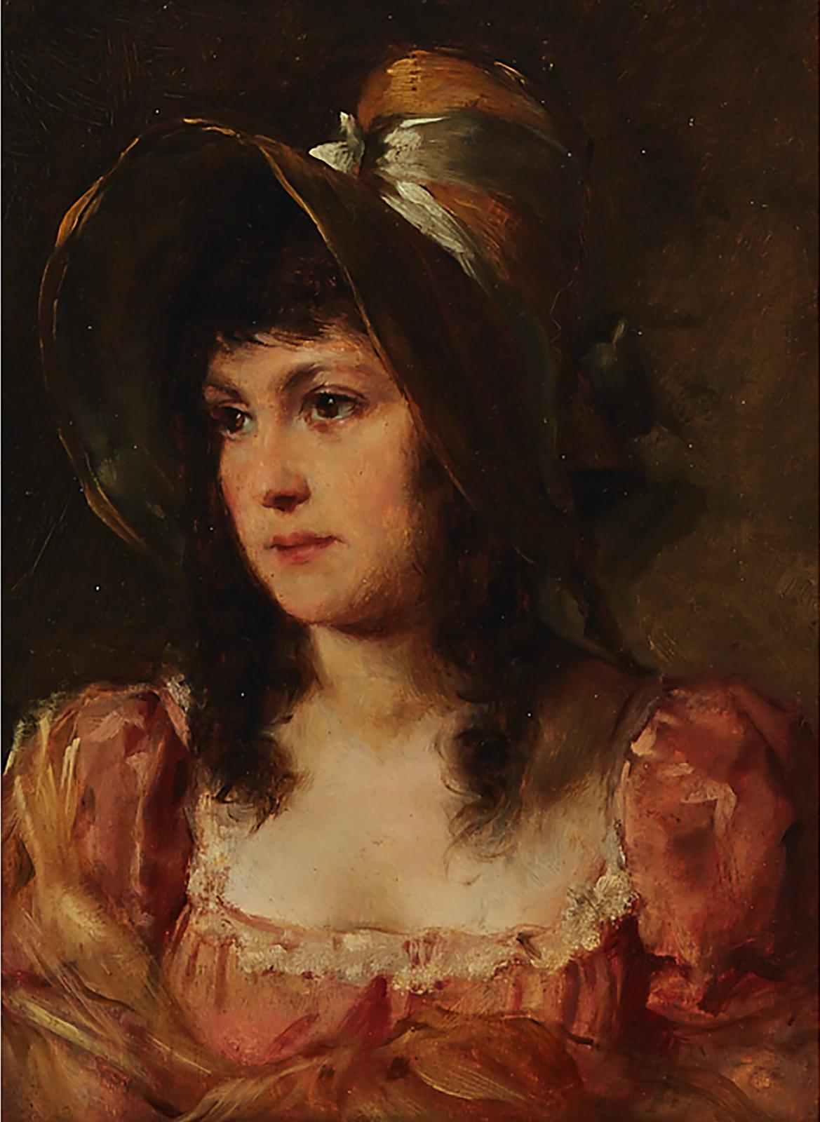 Hermann Philips (1844-1927) - The Artist's Daughter (Young Girl Wearing A Ribbon-Tied Hat)