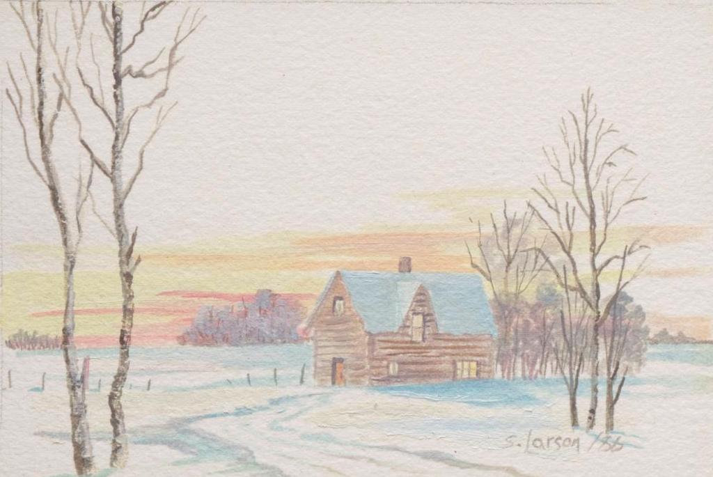 Sharon Larson (1941) - Untitled - Home in Wintertime