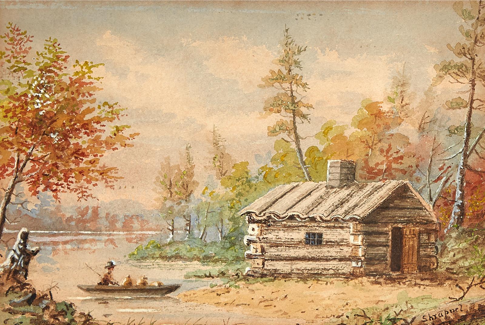 Edward Scrope Shrapnel (1847-1920) - Settler In Boat Returning To Log Cabin With Provisions