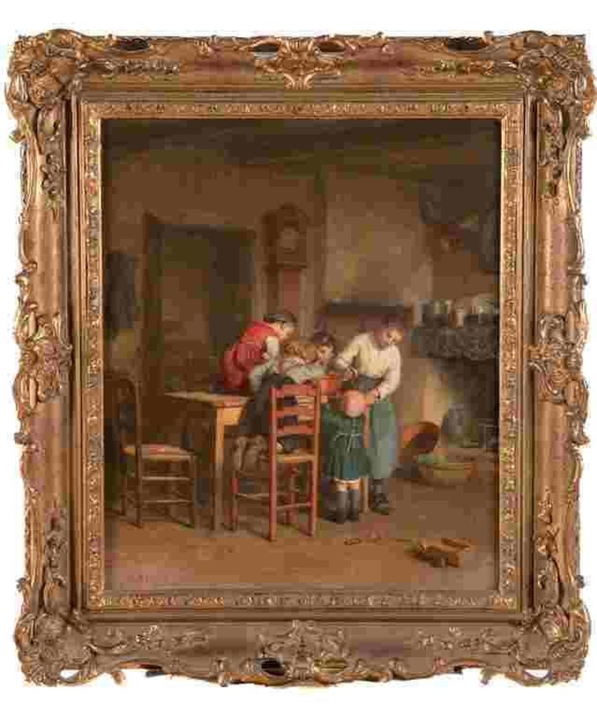 Theophile Emmanuel Duverger (1821-1901) - Kitchen with four children