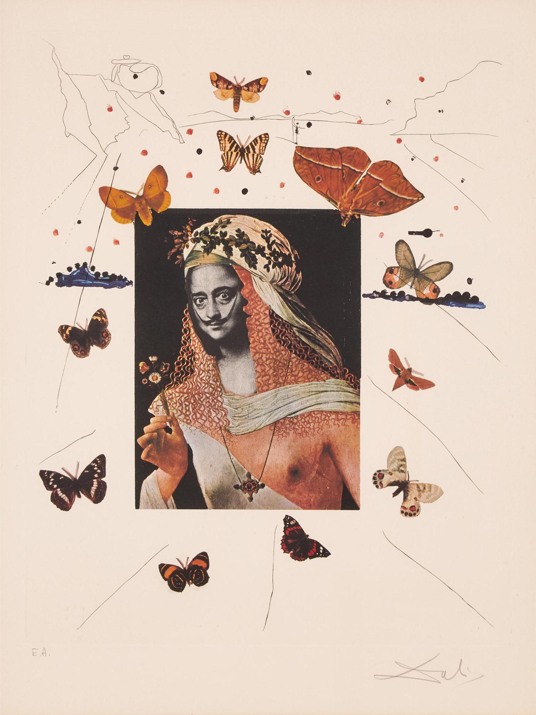 Salvador Dalí (1904-1989) - Surrealist Portrait Of Dali Surrounded By Butterflies From Memories Of Surrealism, 1971 [f. 71-2 G]