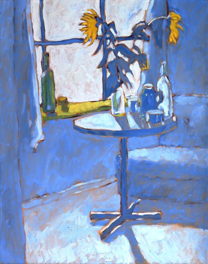 Robert F.M. McInnis (1942) - Sunflower Still Life - Blue; 1990