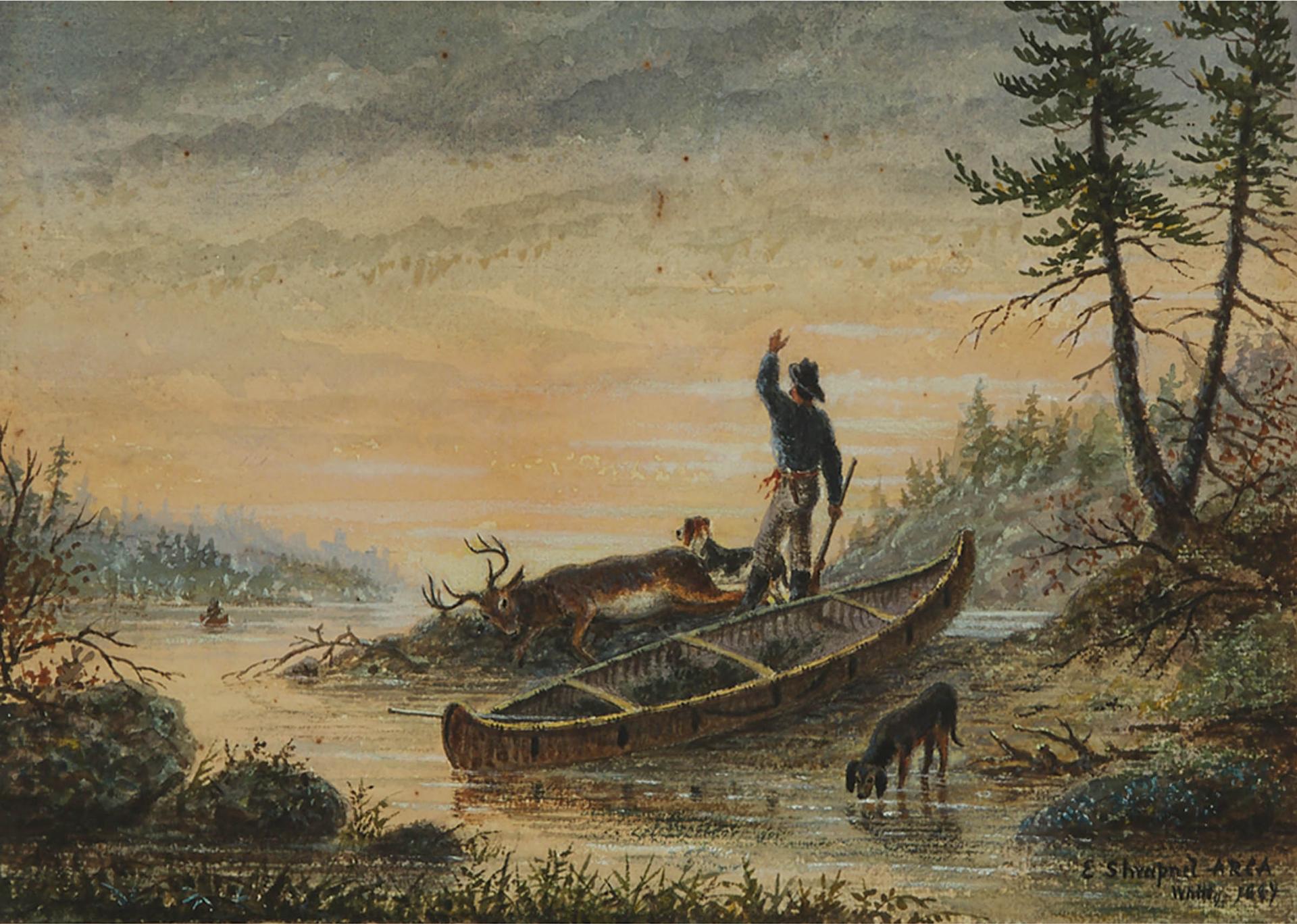 Edward Scrope Shrapnel (1847-1920) - Man After Hunt, Whitby, 1884; Men On The River, 1887