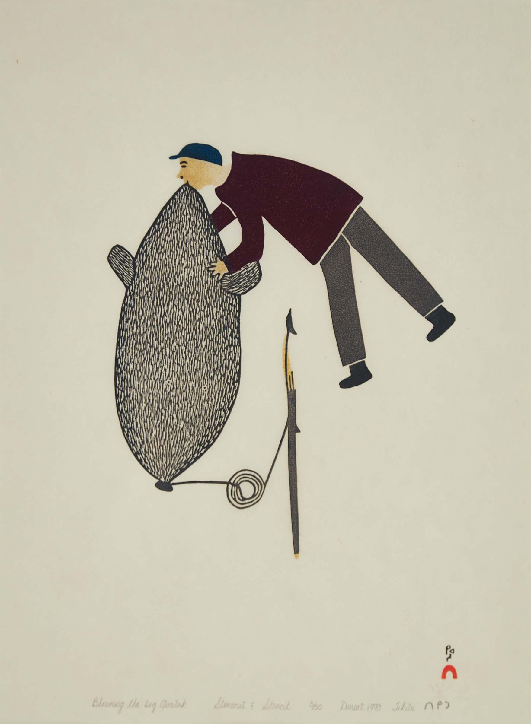 Tikitu Qinnuayuak (1908-1992) - Blowing The Big Avatak, 1990