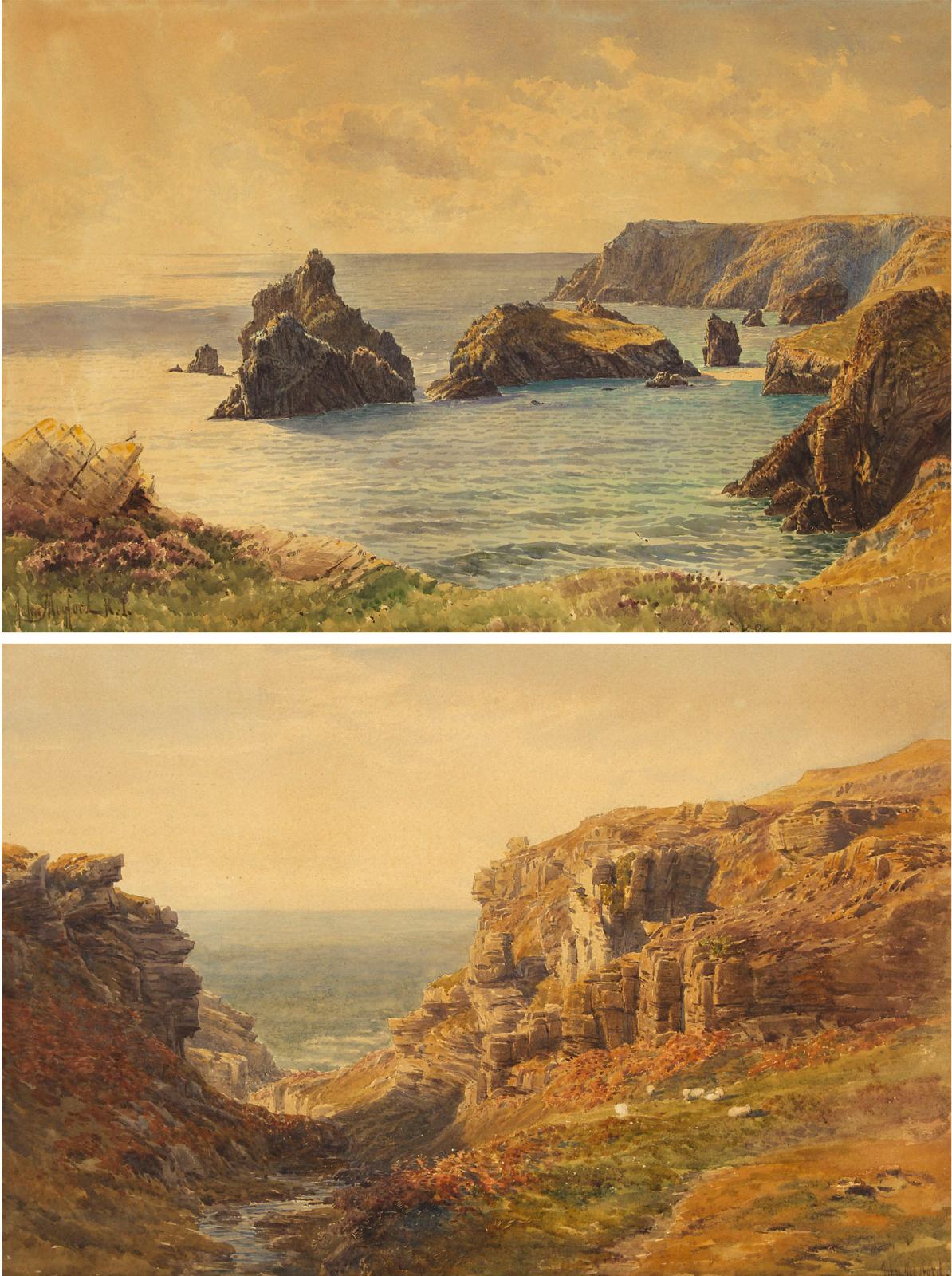John Mogford (1821-1885) - Kynance Cove, Cornwall; Valley Of The Rocks, Near Tintagel