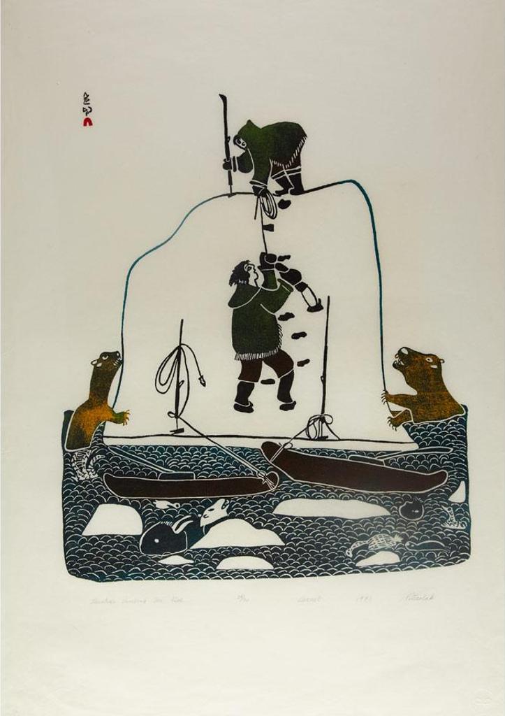 Pitseolak Ashoona (1904-1983) - Hunters Climbing The Floe
