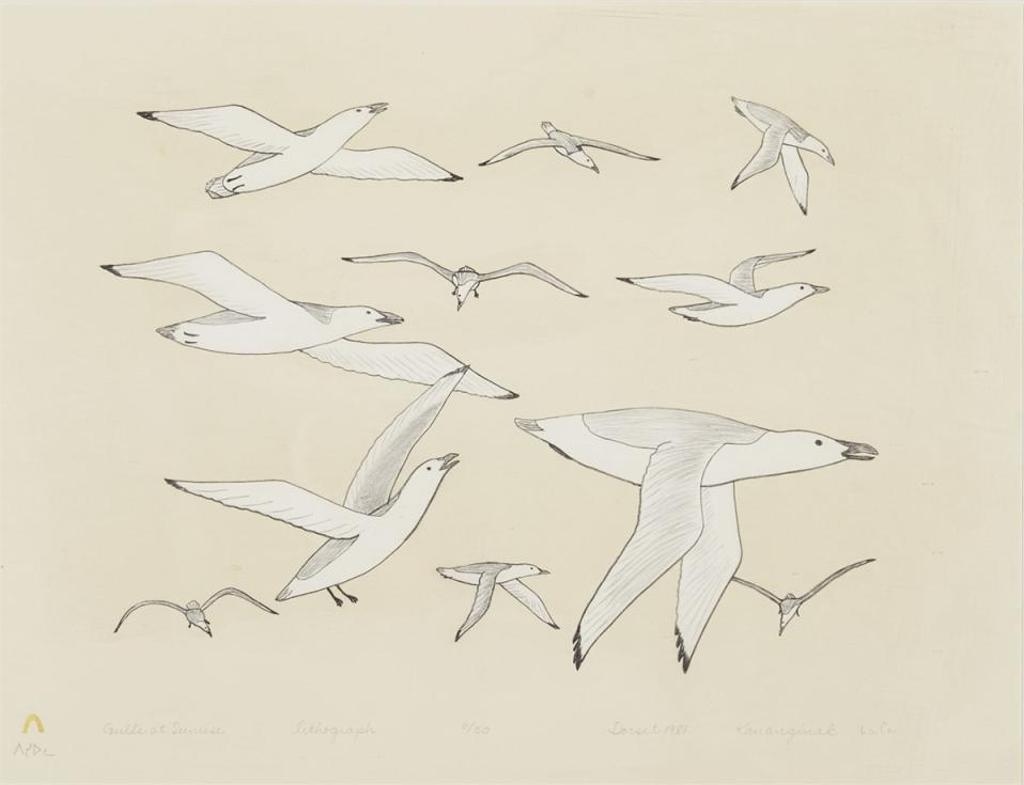 Kananginak Pootoogook (1935-2010) - Gulls At Sunrise