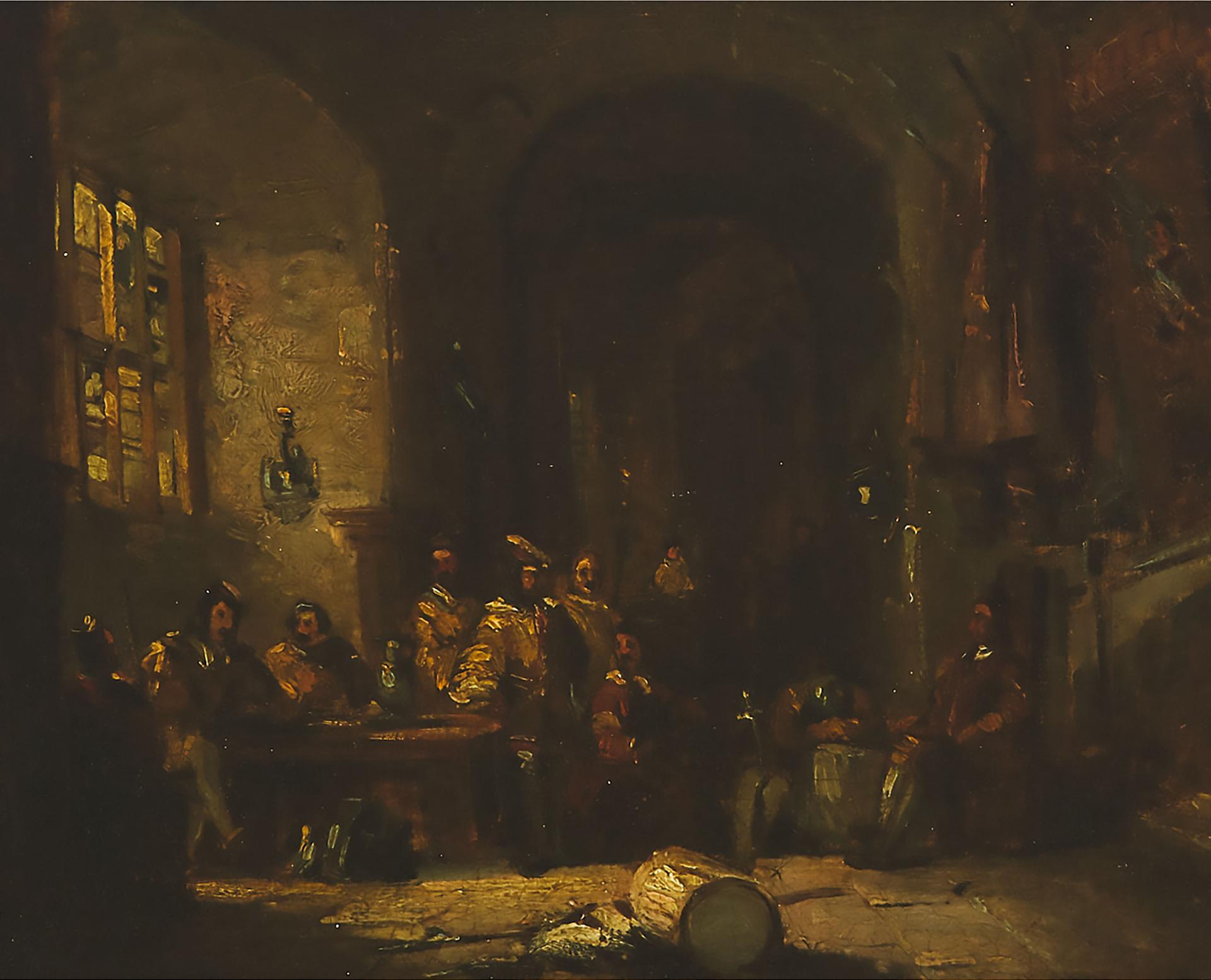 Manner of George Cattermole - Cavaliers In Discussion In A Cellar