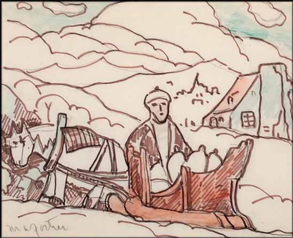 Marc-Aurèle Fortin (1888-1970) - L'Habitant, son cheval et traineau d'hiver à Sainte-Rose