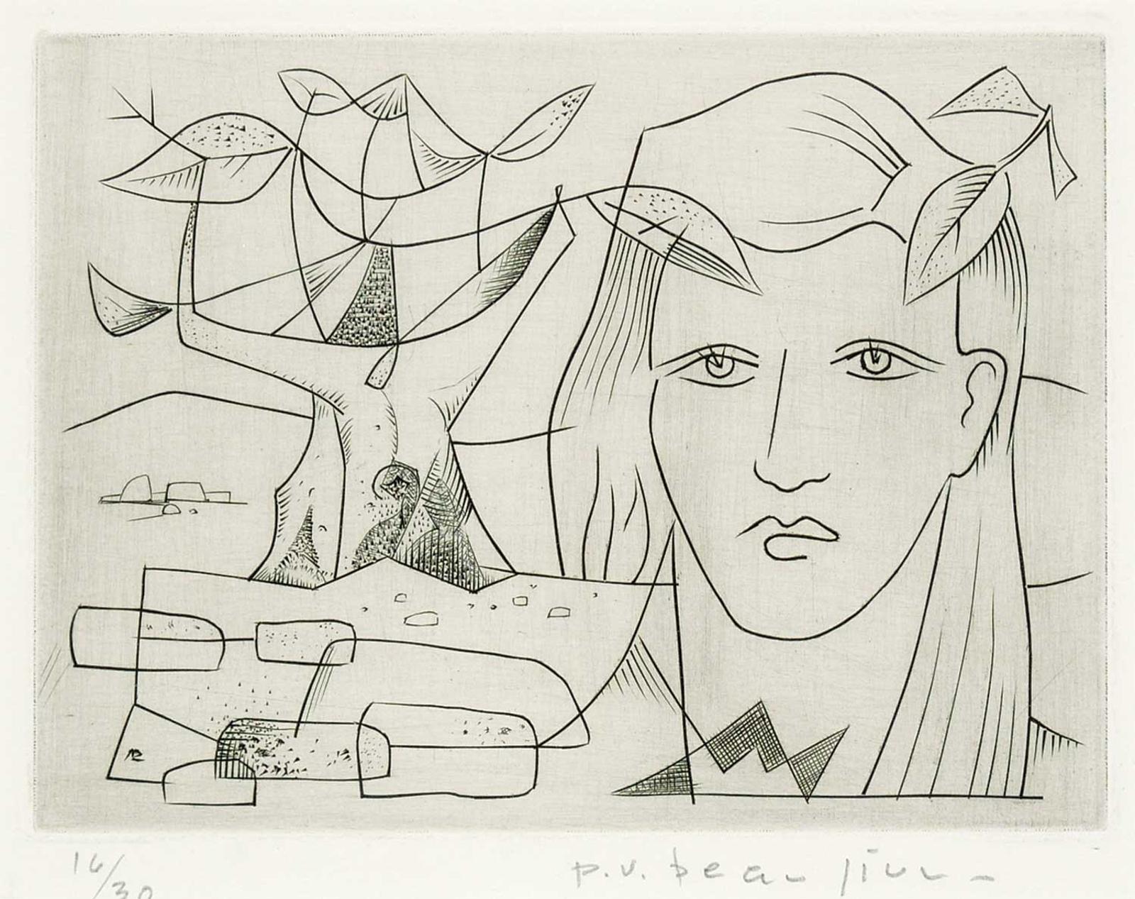 Paul Vanier Beaulieu (1910-1996) - Untitled - Figure in a Landscape  #16/30