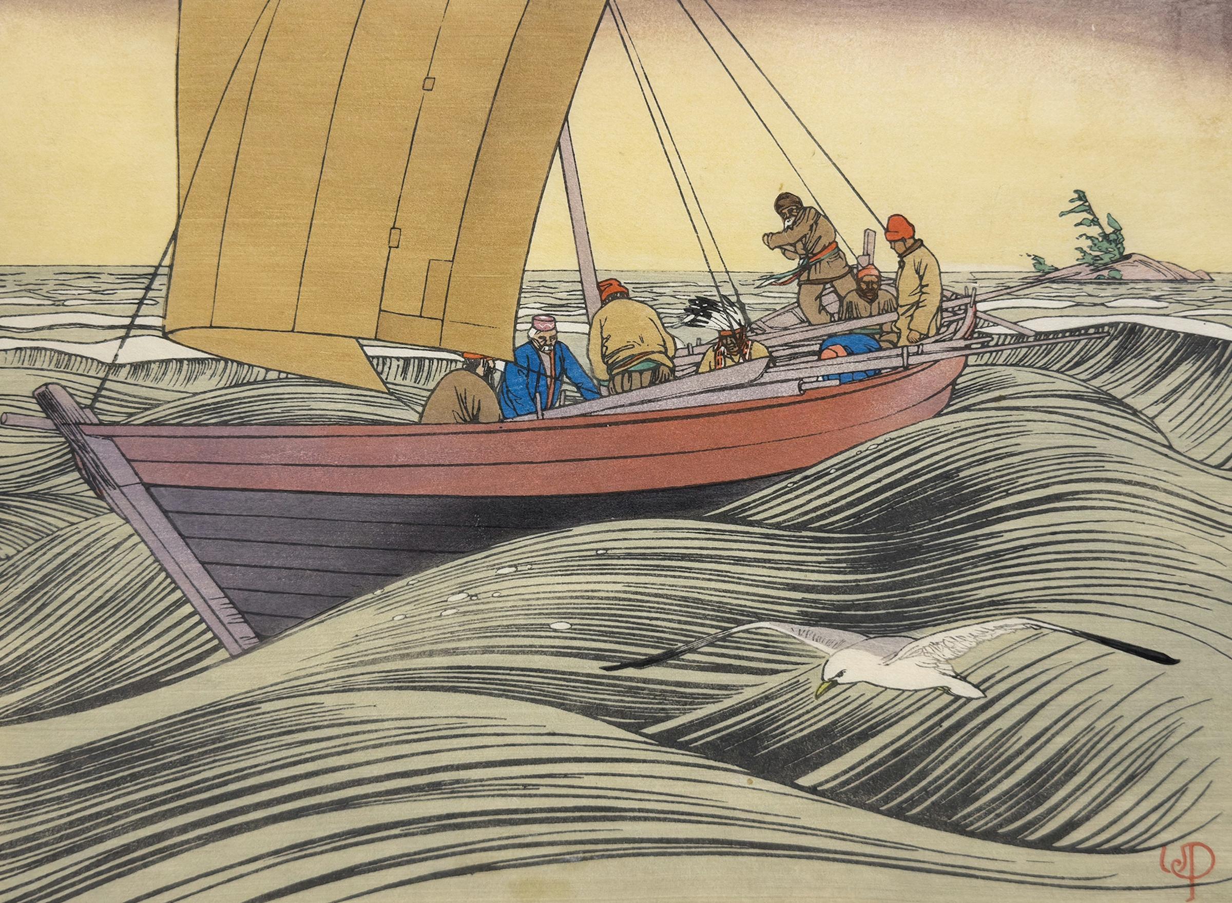 Walter Joseph (W.J.) Phillips (1884-1963) - York Boat on Lake Winnipeg, 1930
