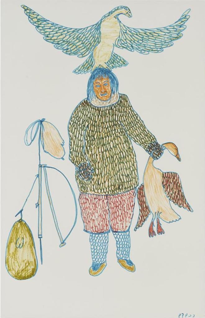 Sorosiluto Ashoona (1941) - Two Drawings (Hunting And Harvesting)