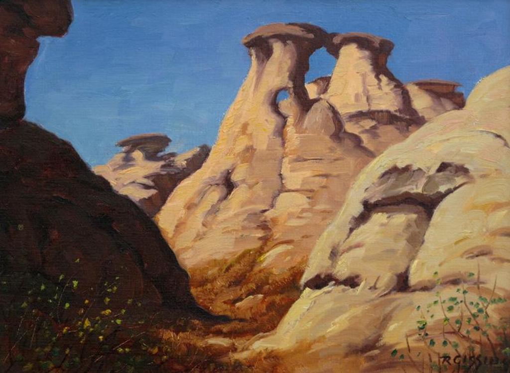 Roland Gissing (1895-1967) - Wind Blown Rocks, Writing On Stone Park, Milk River, Alta.; 1963