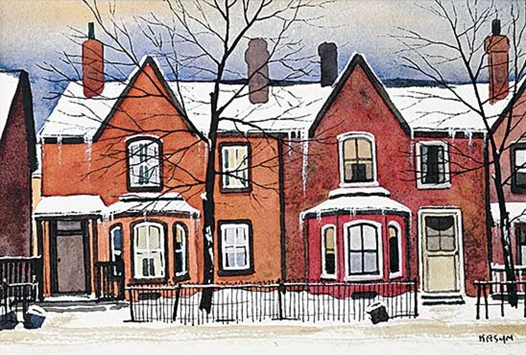 John Kasyn (1926-2008) - Two Red Houses on Sherbourne St.