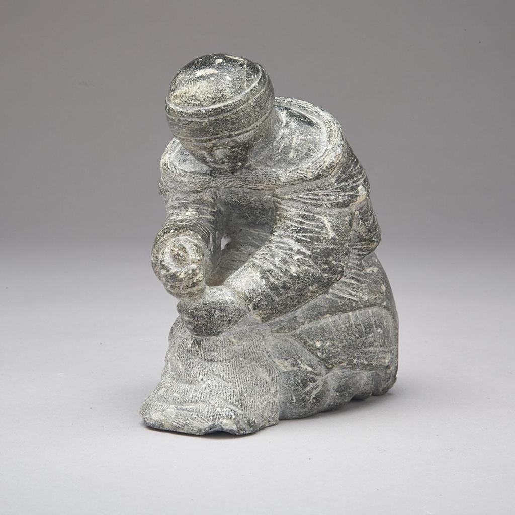 Evie Tullaugaq Qamugaaluk (1925) - Kneeling Figure Softening Skin