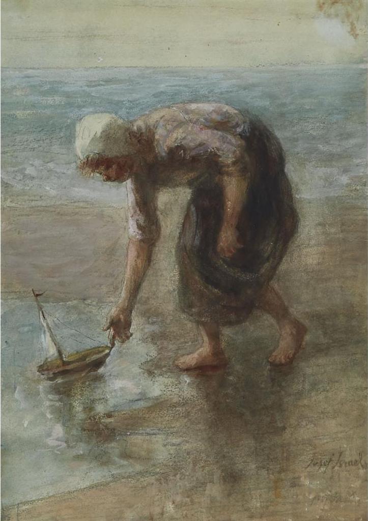 Jozef Israels (1824-1911) - Playing With A Toy Boat