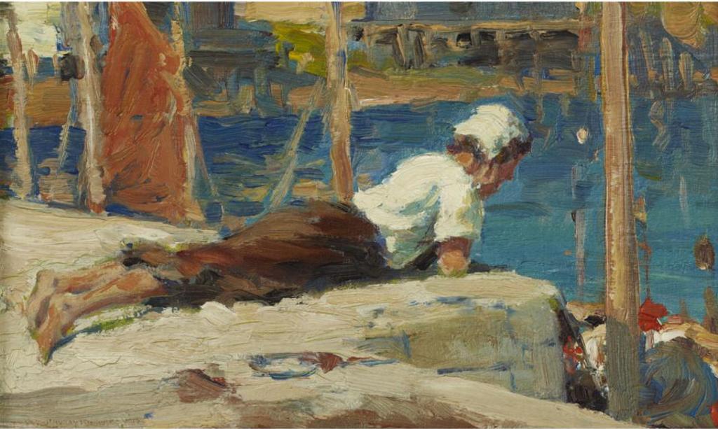 Farquhar Mcgillivray Strachan Stewart Knowles (1859-1932) - Child At A Dock
