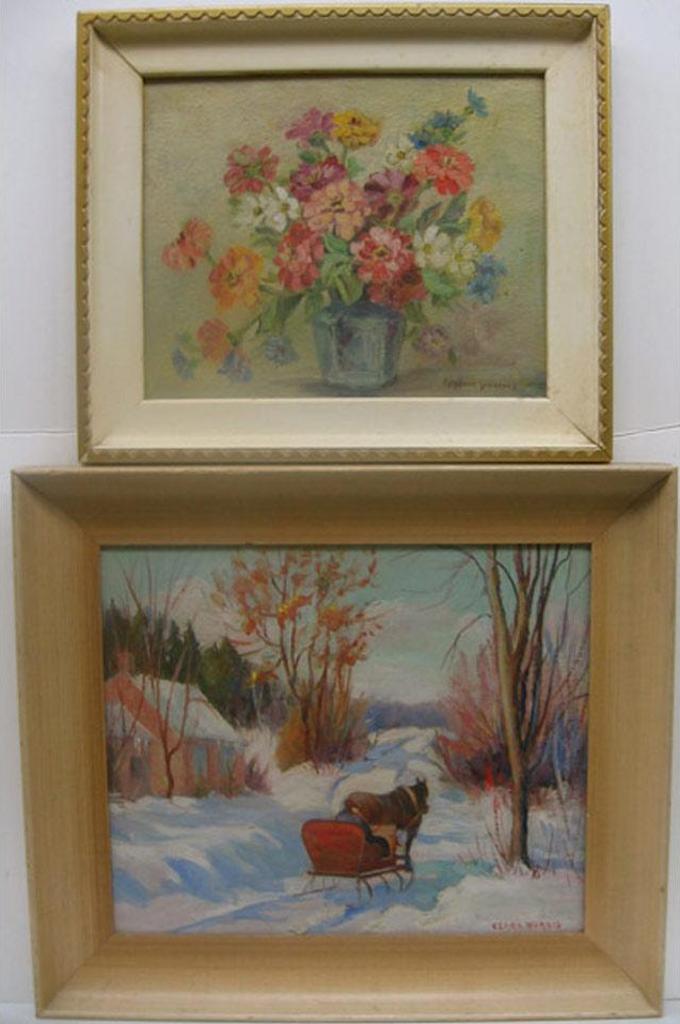 Clara Isabella Harris (1887-1975) - Horse And Sleigh - Winter; Floral Study