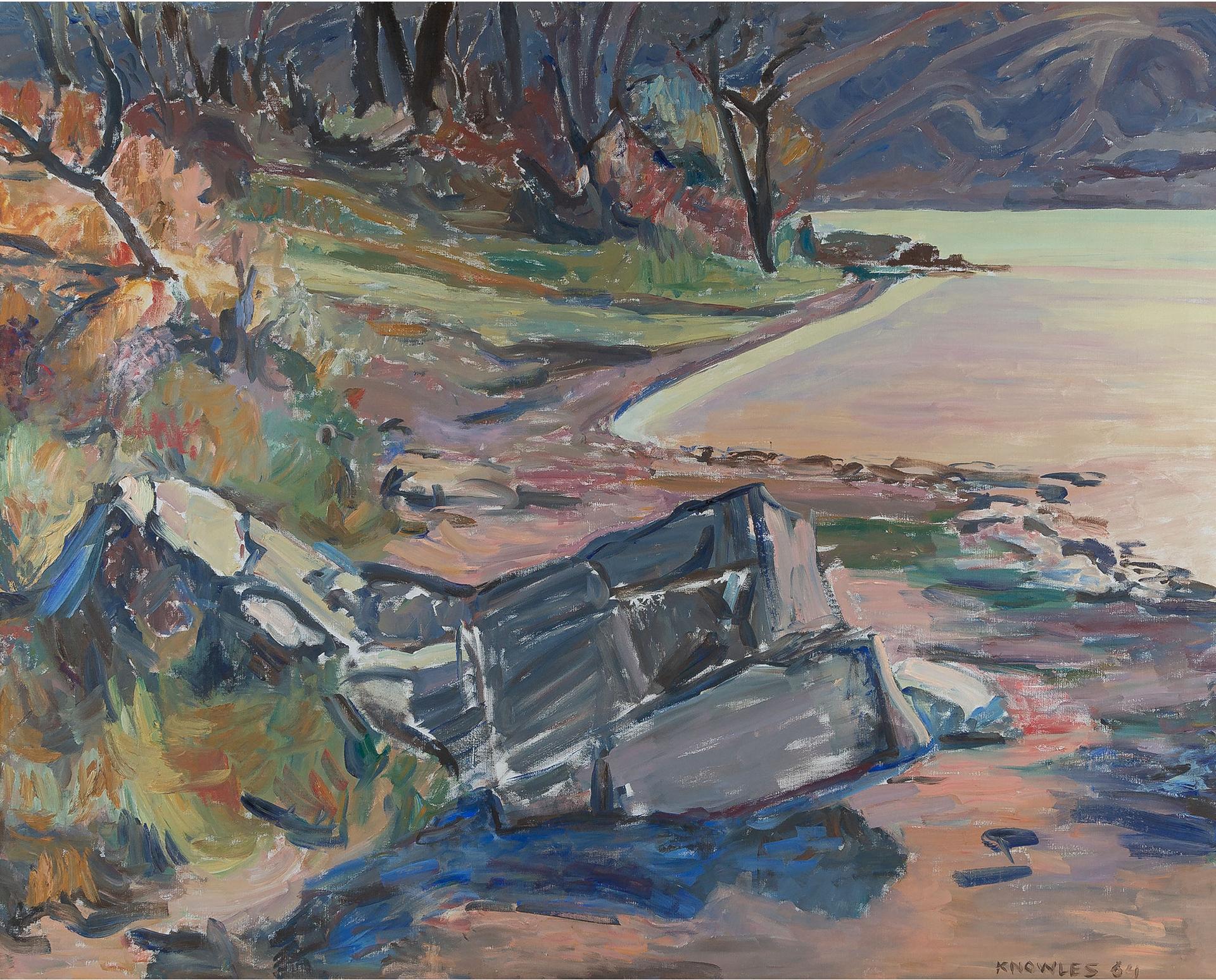 Dorothy Elsie Knowles (1927-2001) - Views Of The Qu'appelle Valley, Rocks On The Lakeshore, 1963