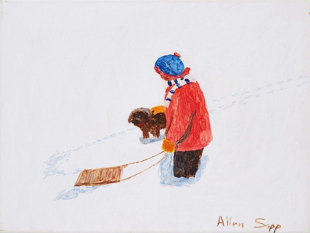 Allen Fredrick Sapp (1929-2015) - Sledding with Dog
