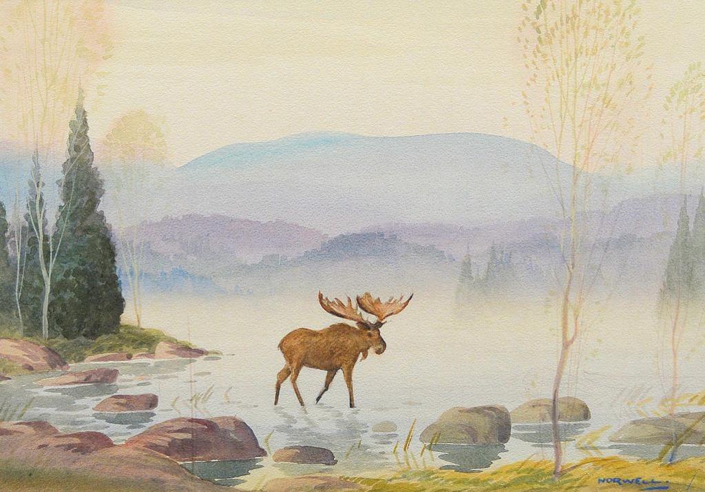 Graham Norble Norwell (1901-1967) - Moose On The Lake