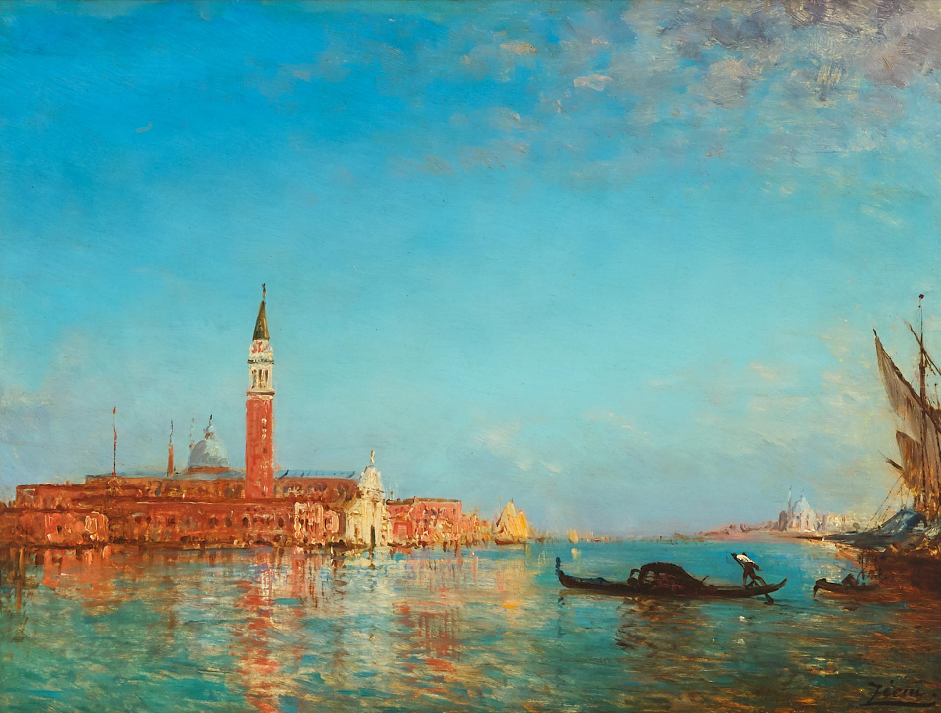 Felix Ziem (1821-1911) - Gondole Devant San Giorgio, Venise