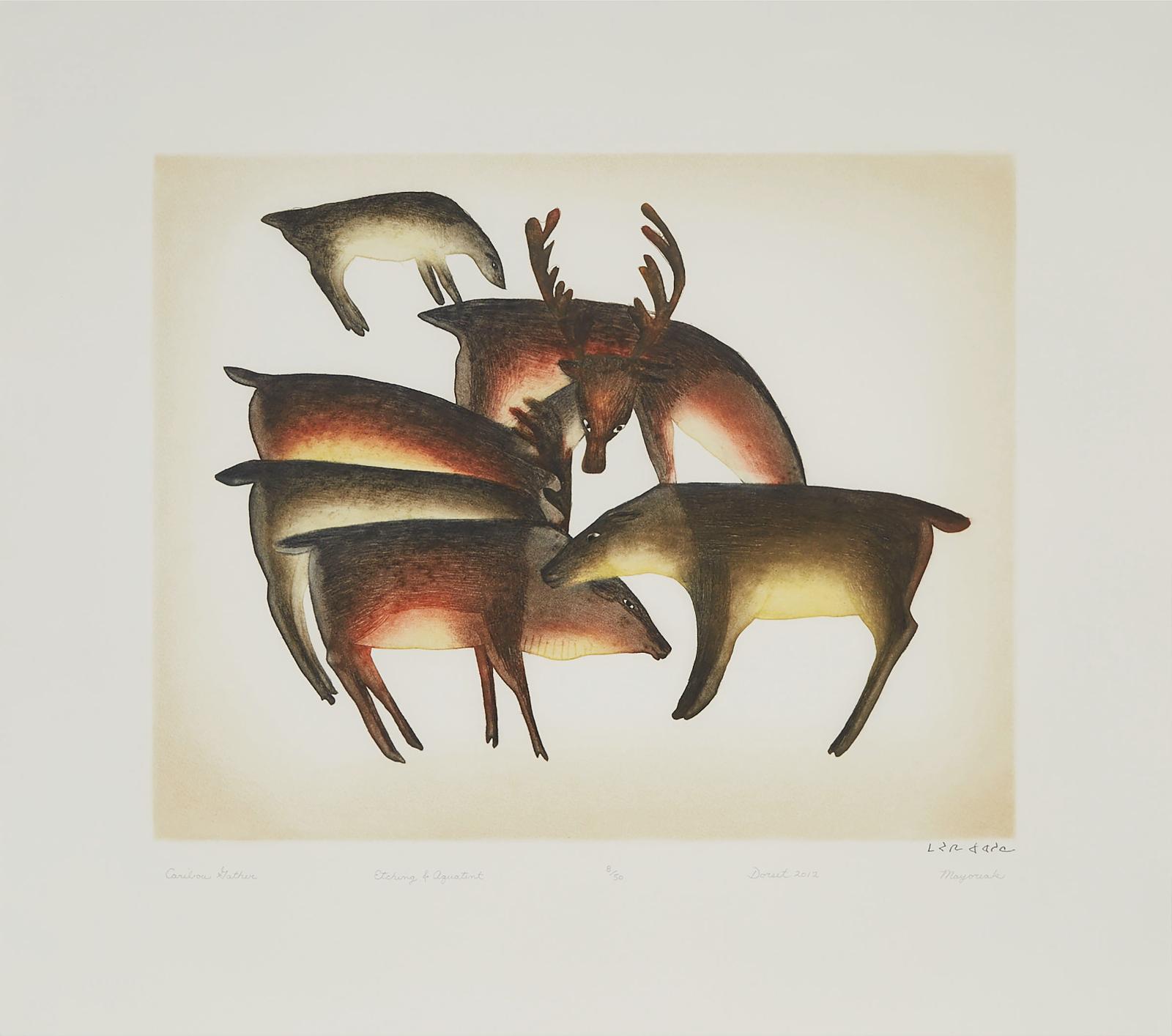 Mayureak Ashoona (1946) - Caribou Gather