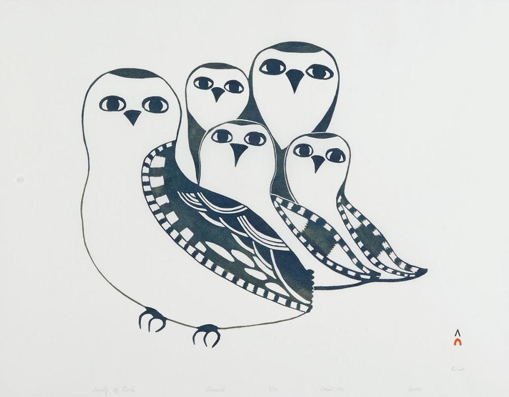 Pudlo Pudlat (1916-1992) - Family Of Owls