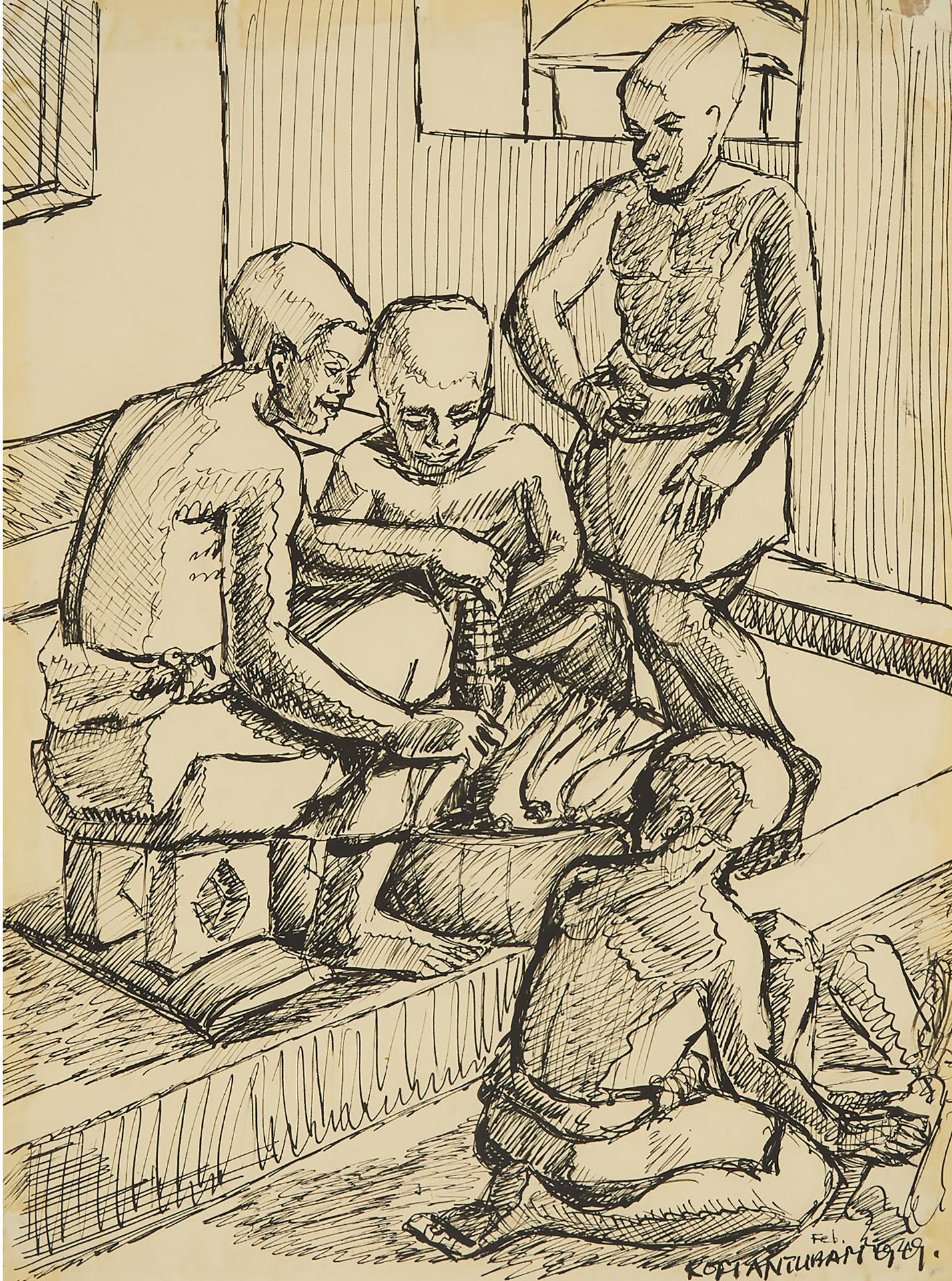 Kofi Antubam - No. 5, Akan Boys Pealing (Sic) The Corn (Maize), 1949