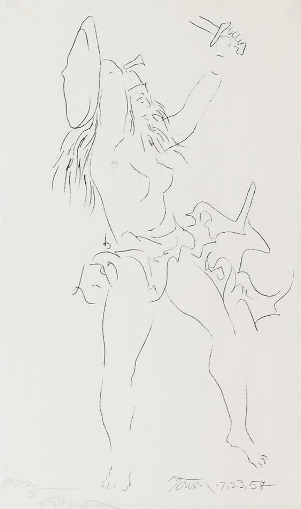 Harold Barling Town (1924-1990) - Nude Female Warrior, 7.23.58