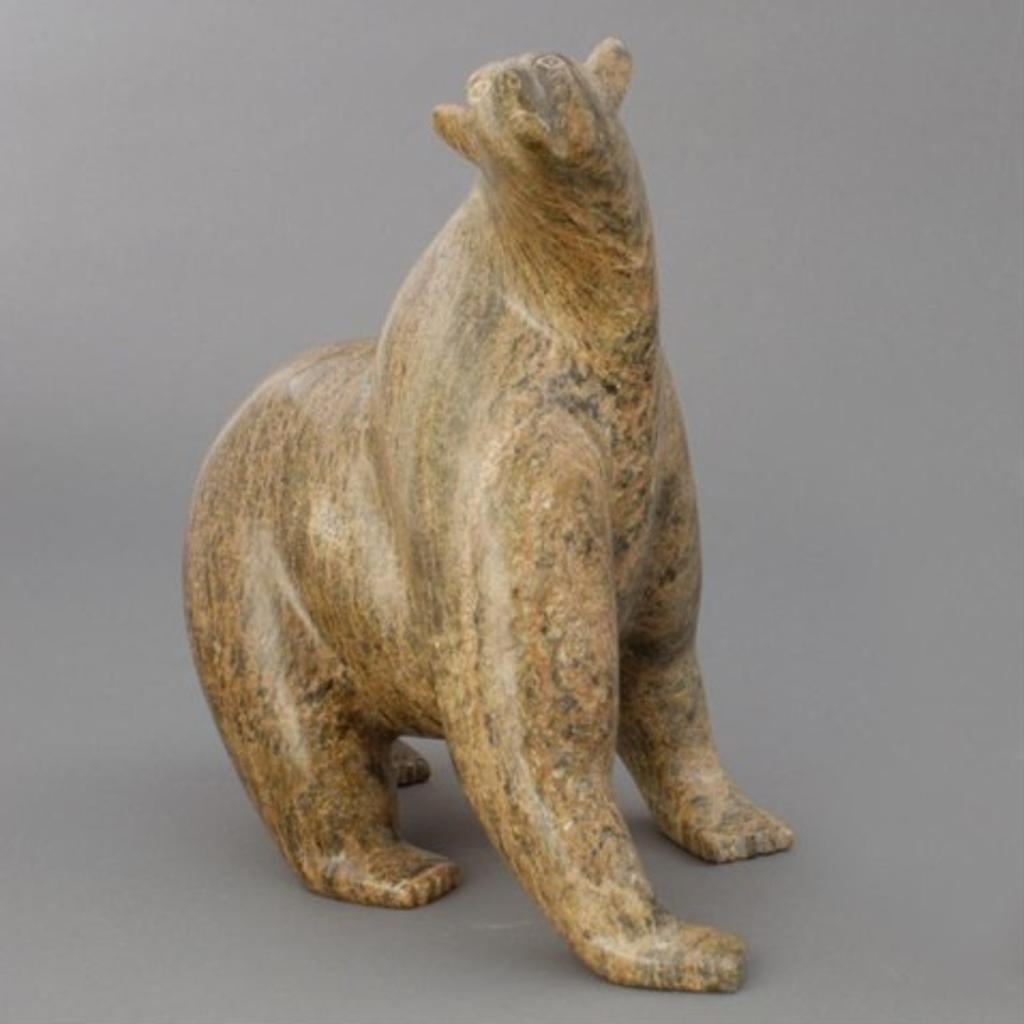 Jimmy Petooloosie (1961) - Large striated green stone model of a polar bear