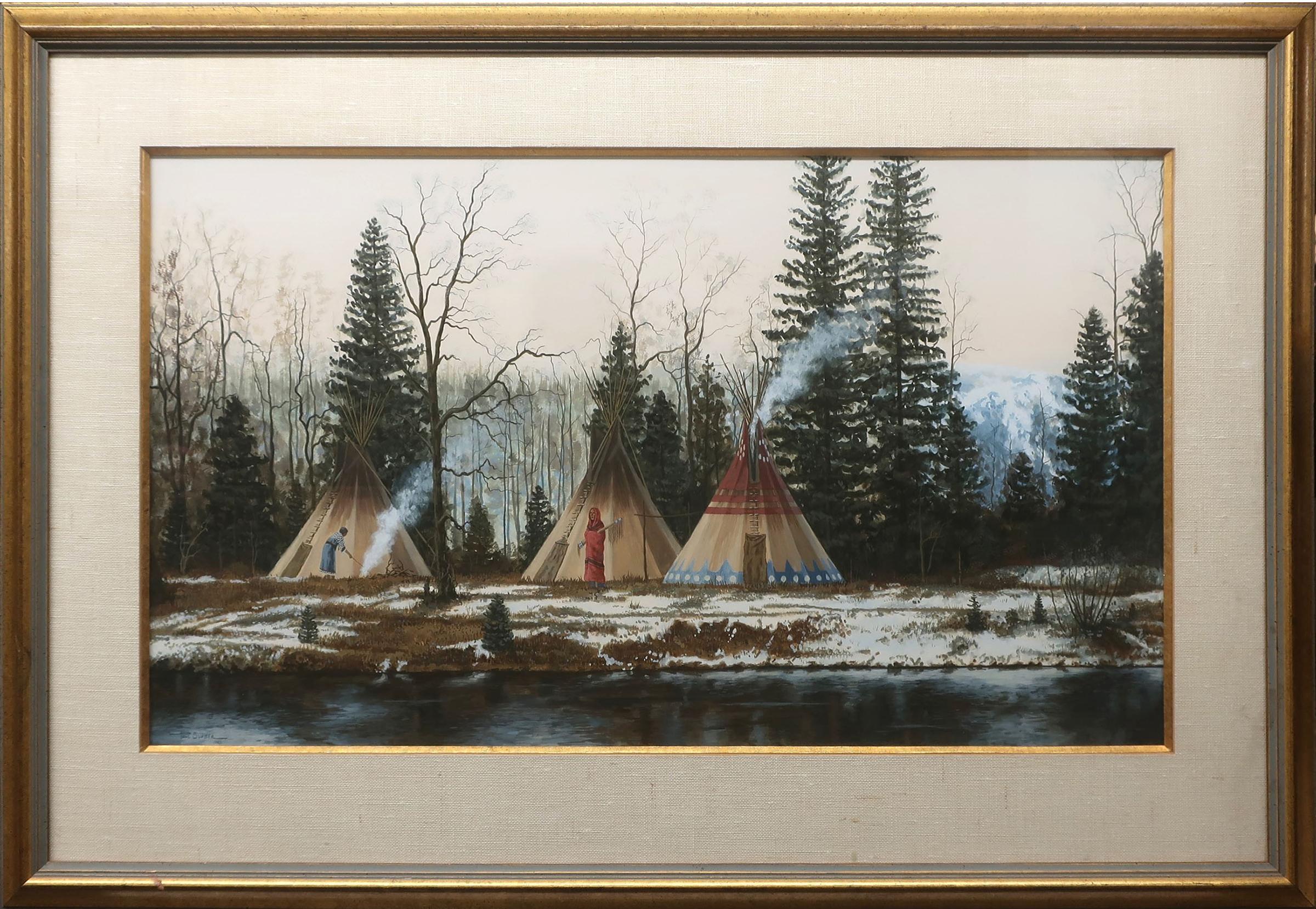 Paul Surber (1942) - Blackfoot Encampment, Along The Flathead River