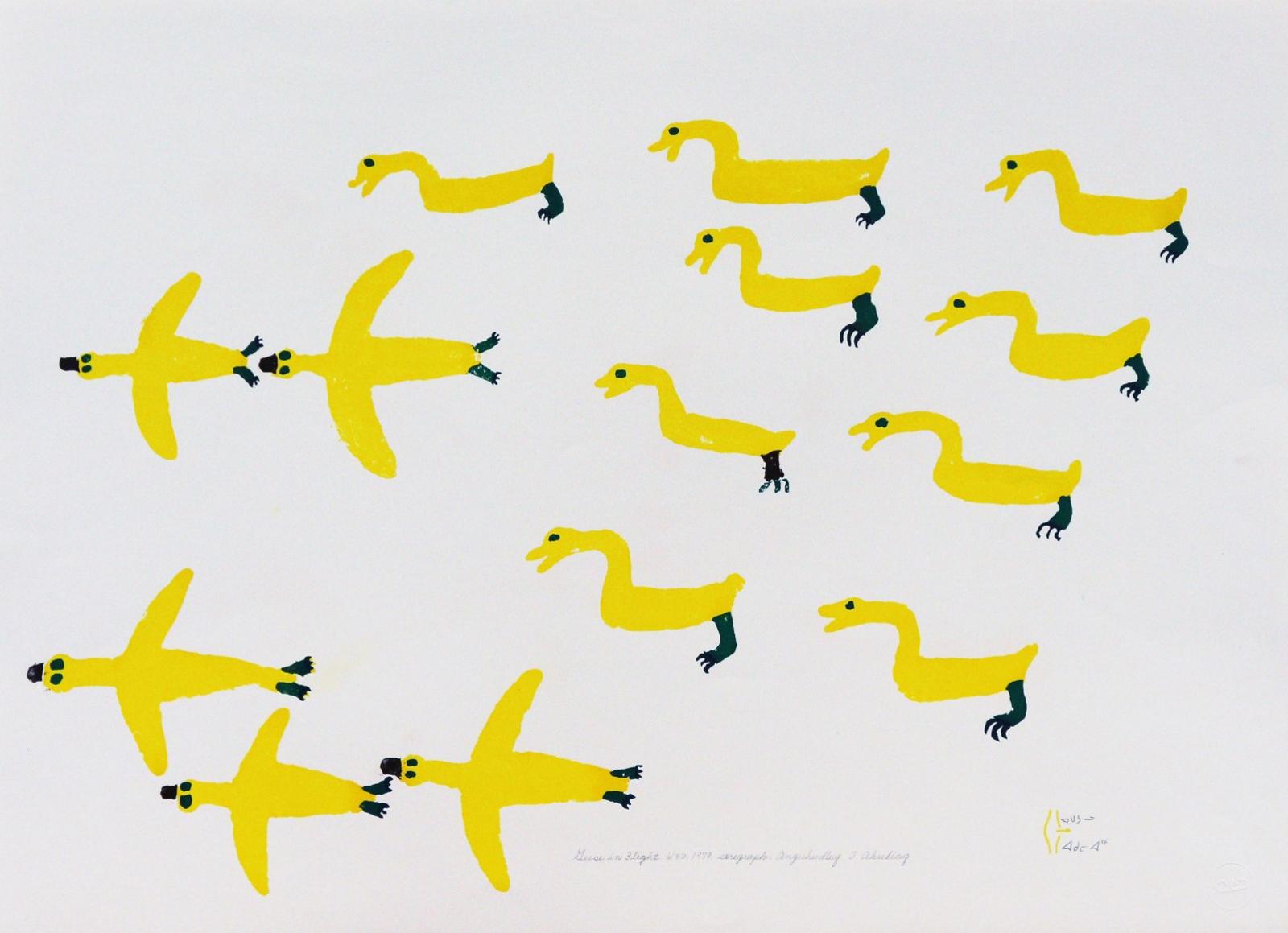 Luke H.Amitnaaq Anguhadluq (1895-1982) - Geese In Flight;1979
