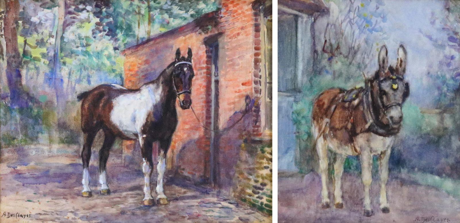 Alice Des Clayes (1891-1971) - Tethered Horse / Donkey