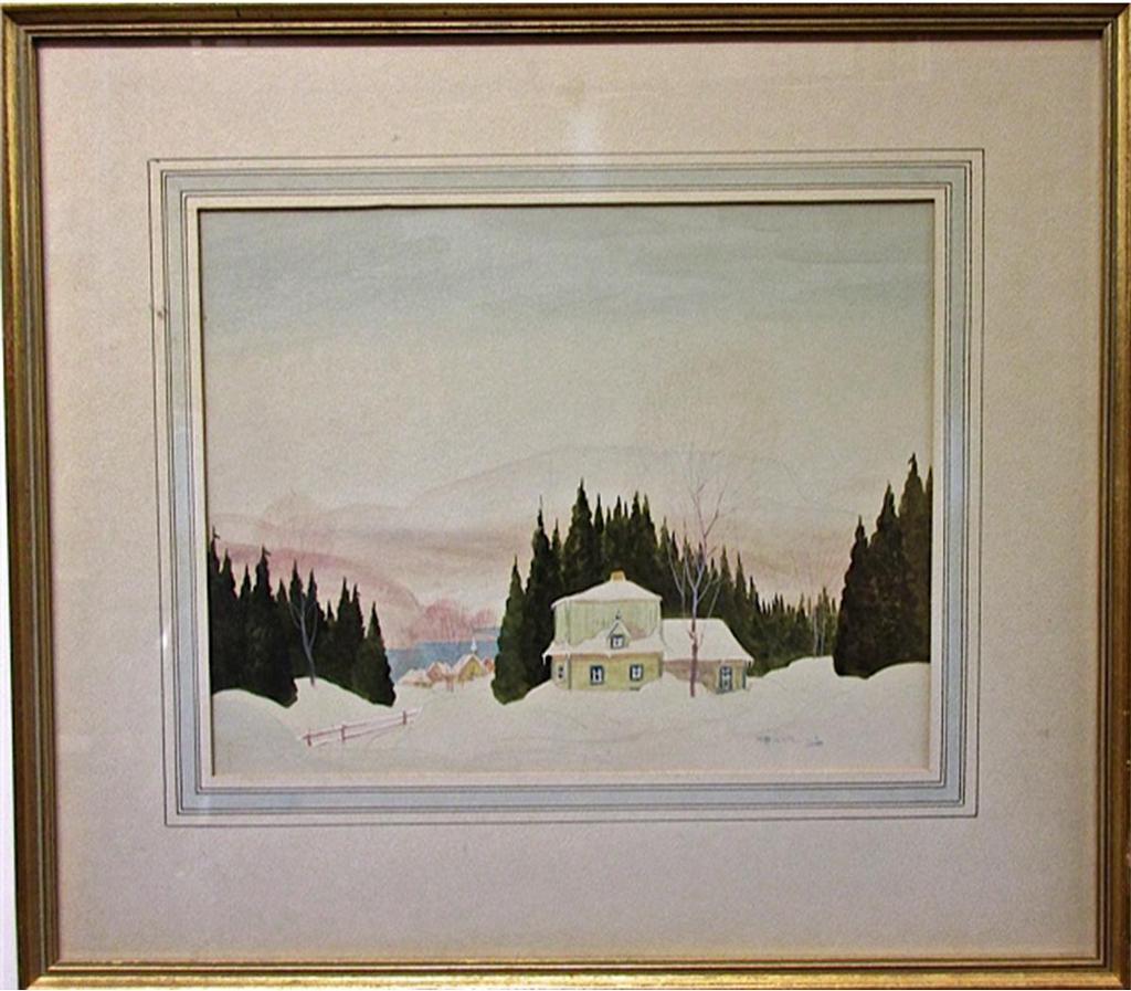 Graham Norble Norwell (1901-1967) - Two Story Snow Covered House - Laurentians