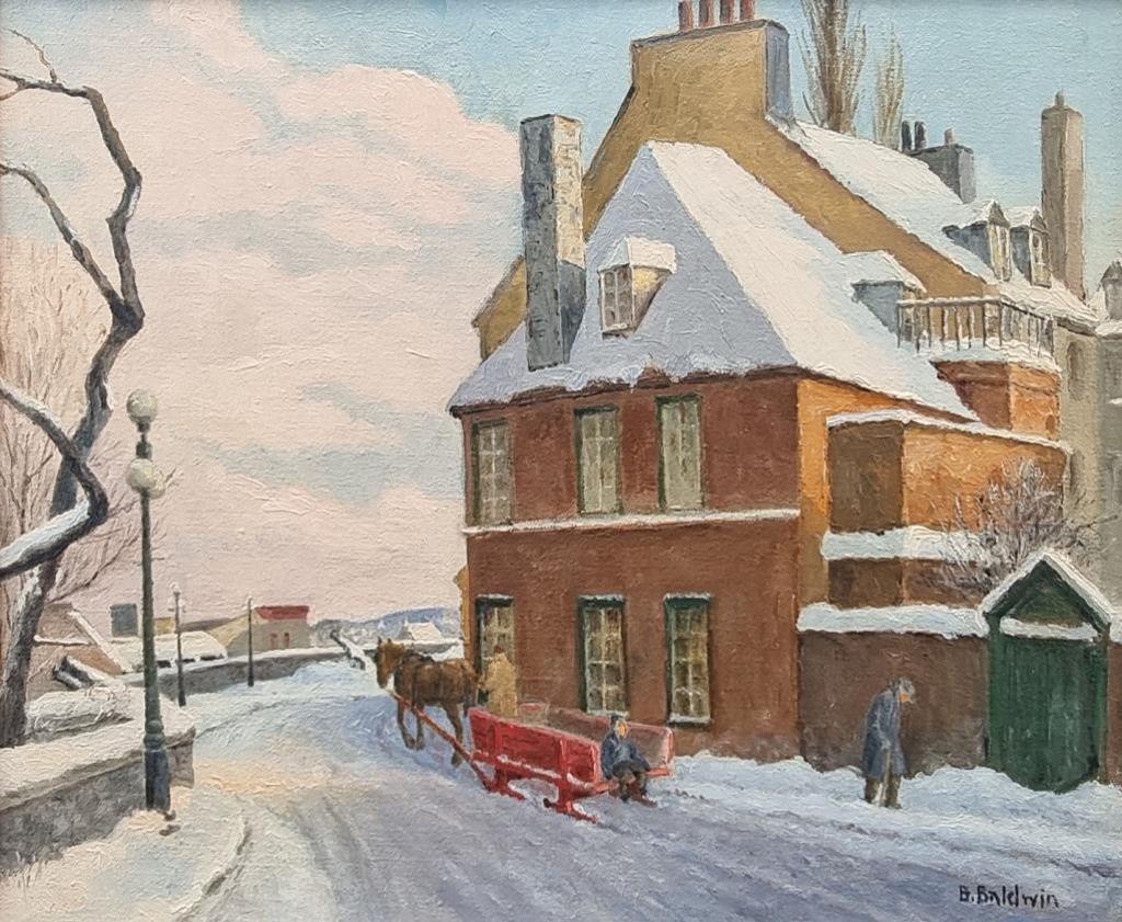 Betty Baldwin (1889-1991) - Horse & Sleigh Through Snow Covered Quebec City