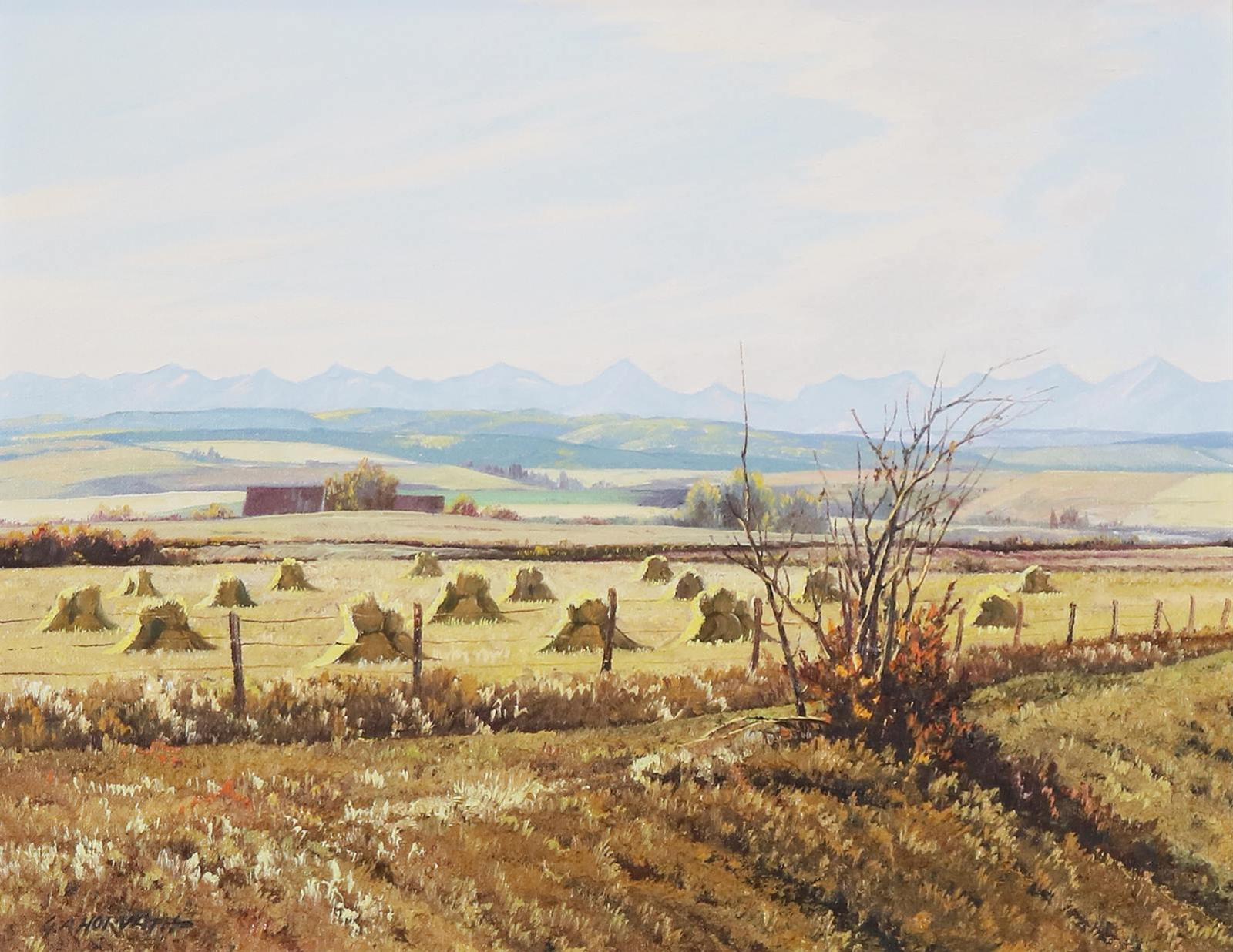 George A. Horvath (1933-2012) - Harvest Near Priddis; 1971