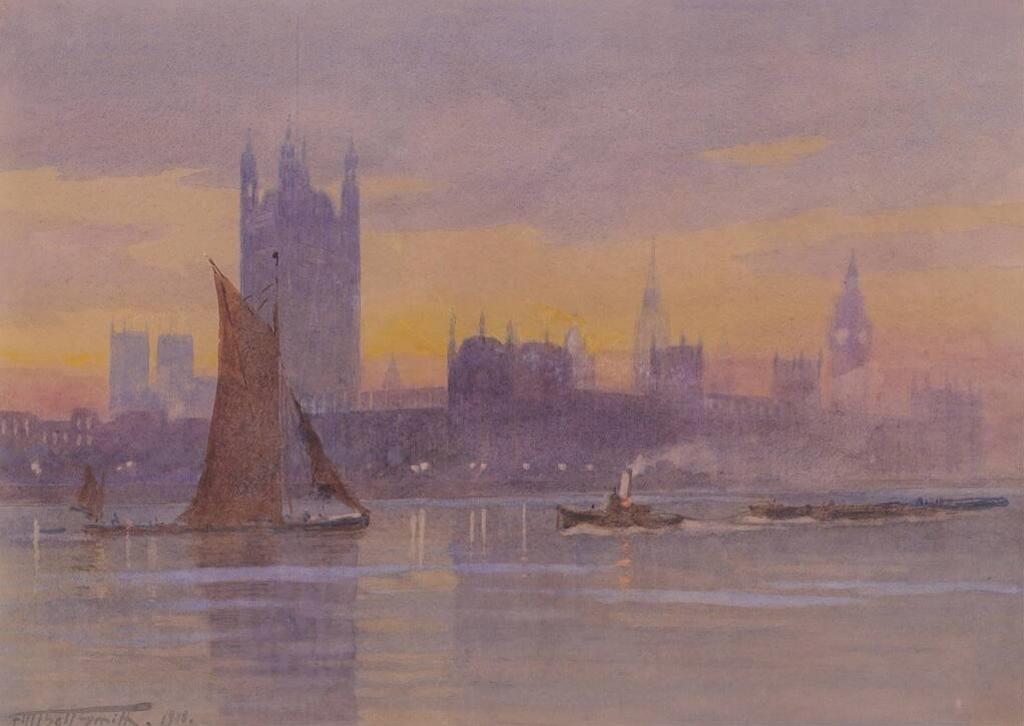Frederic Martlett Bell-Smith (1846-1923) - The Thames By The Palace Of Westminster, London; 1908