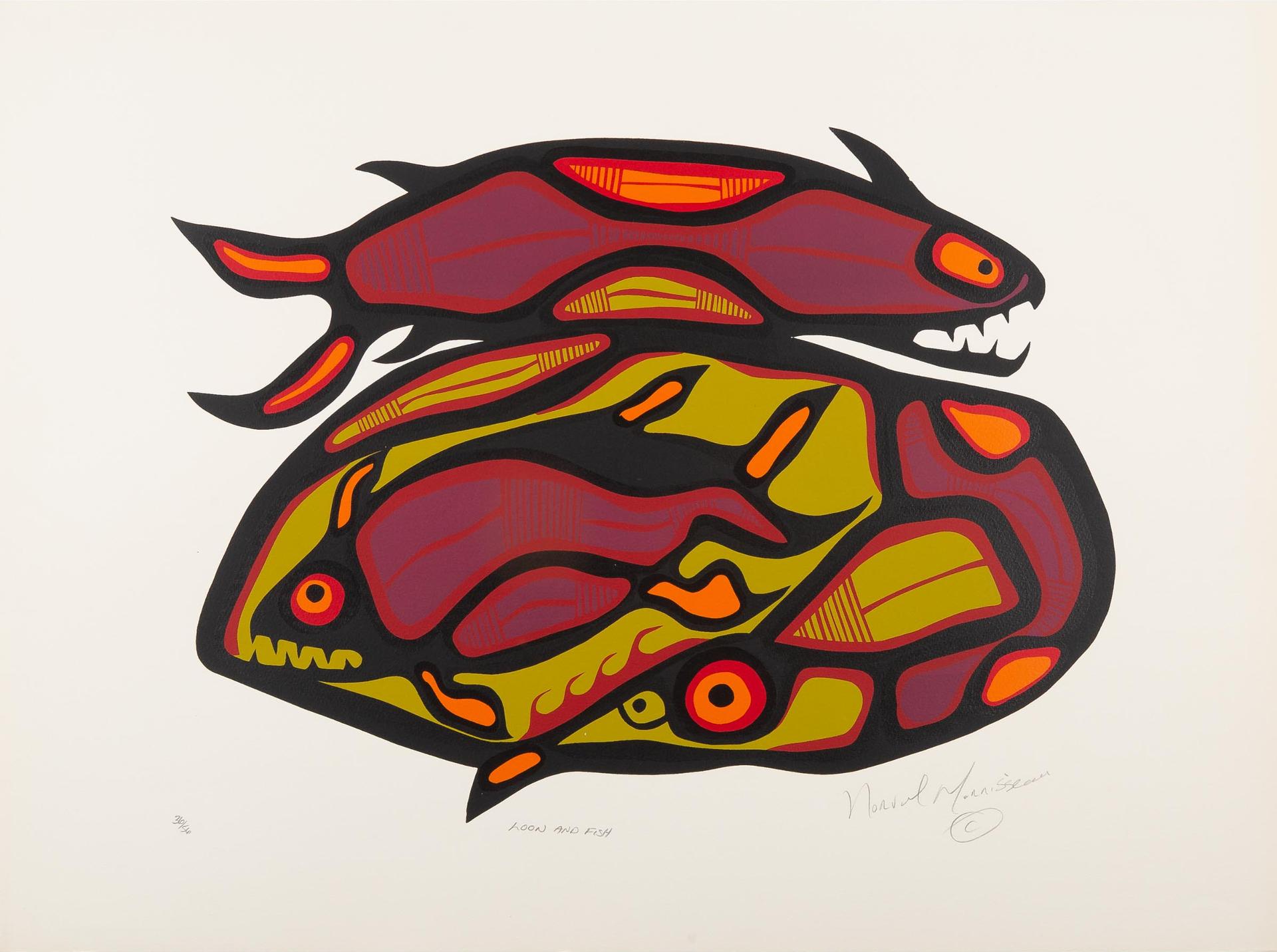 Norval H. Morrisseau (1931-2007) - Loon And Fish