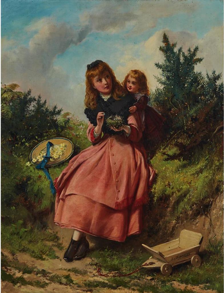 Edward Charles Barnes (1830-1882) - Young Girls With Robin's Egg Nest