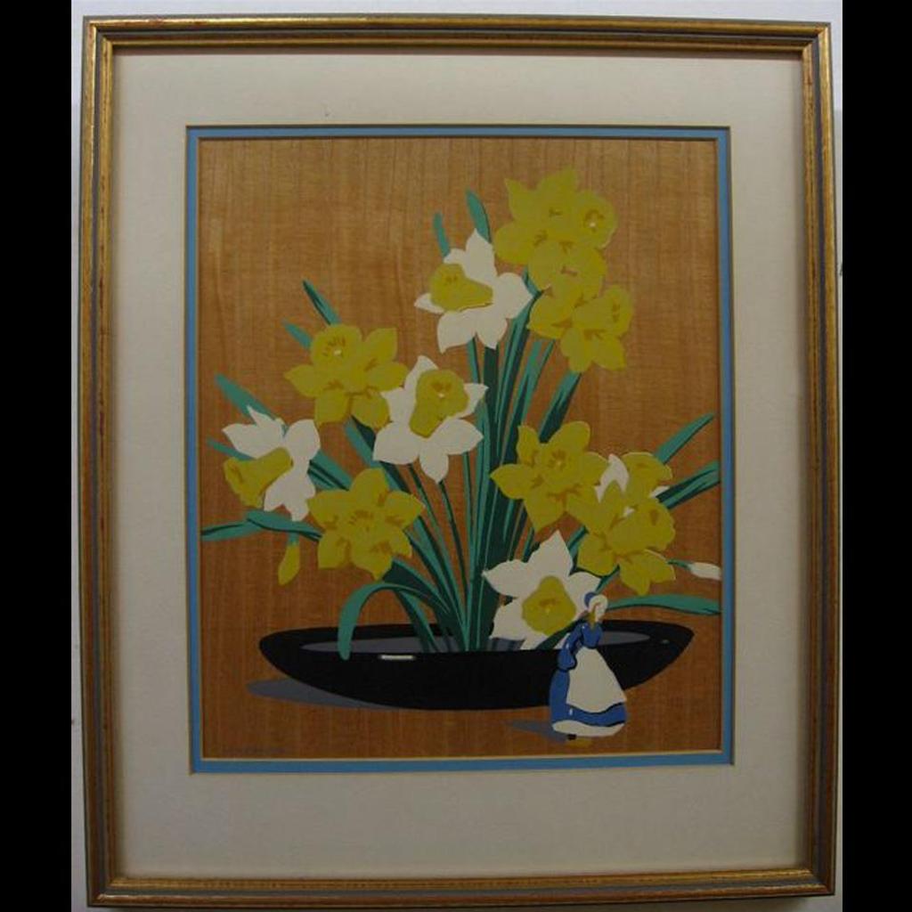 Alfred Joseph (A.J.) Casson (1898-1992) - Daffodils & Dutch Figurine