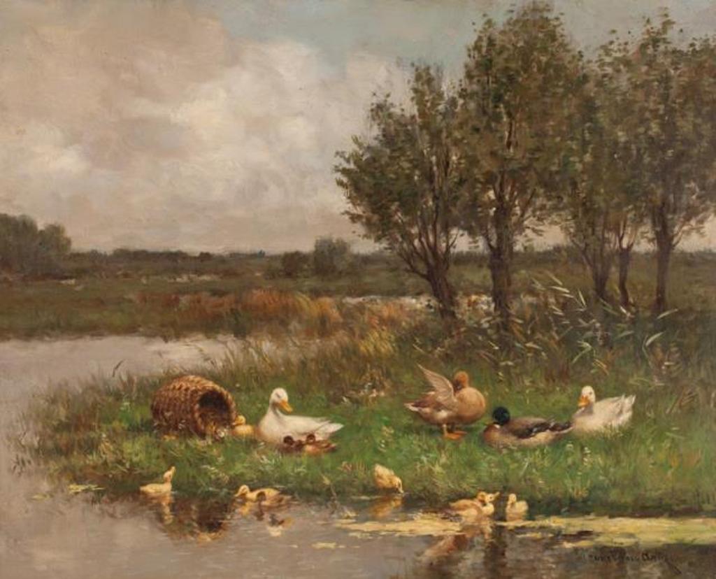 David Constant Artz (1837-1890) - Ducklings at Play